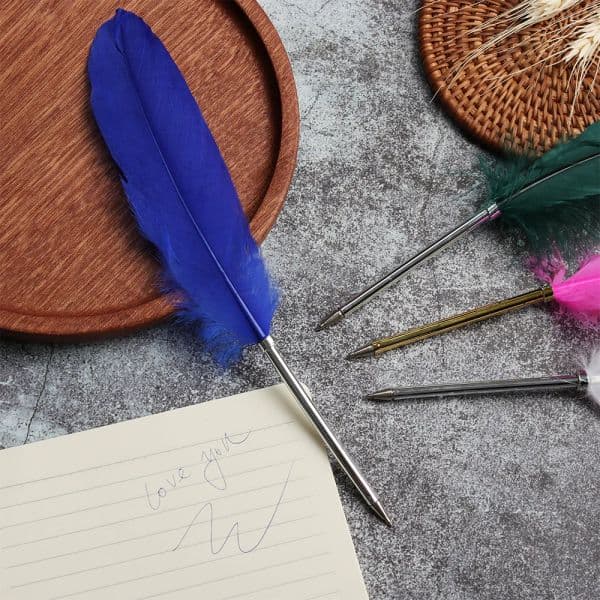 1Pc Funny Feather Pen 0.5mm Blue Ink Ballpoint Pen Writing Tool Stationery Pen Wedding Signature Pen School Office Supplies Gift