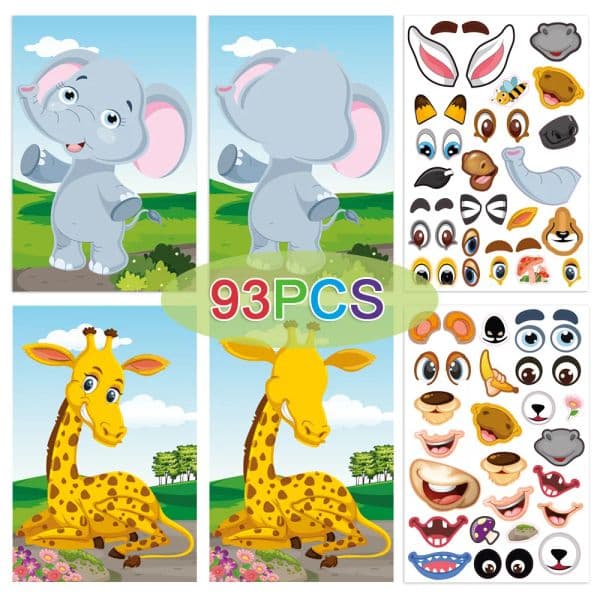 Fun Diy Child Sticker Dress-up Game new Cartoon Animal Face Change Sticker Book Color Cognitive Puzzle Toy Baby Early 2025 Education Gift