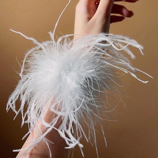 Fashion Feather Women Bracelet Cuffs Wrap Stainless Steel Real Fur Ostrich Feather Cuff Feather Hair Anklets Cuff Party Wear