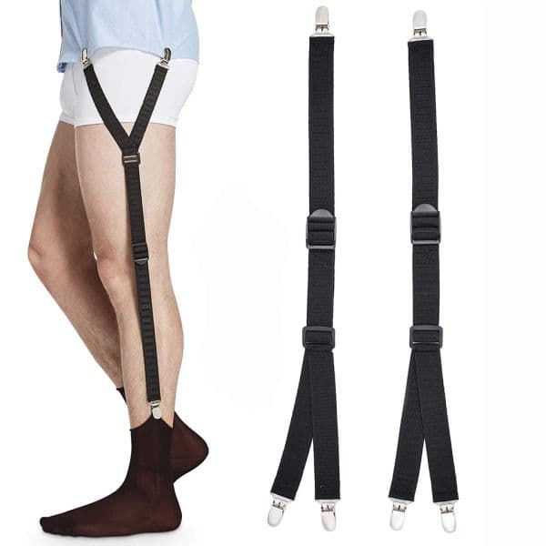 1Pair Men's Shirt Stays Leg Suspenders Strap Belt Adjustable Elastic Shirt Holders Tuckers Non 2025 Slip Clips new Sock Garters