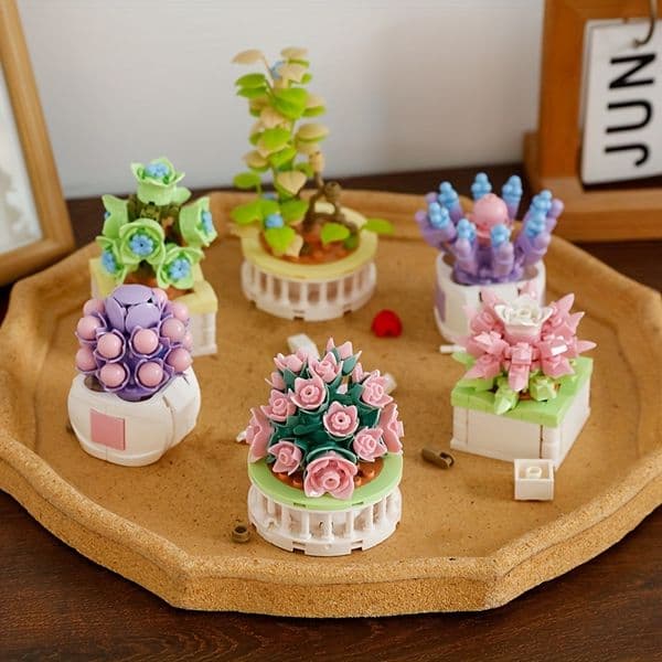 Bouquet Moc Block Flower Succulents Bonsai Potted Building Blocks Romantic Kit Assembly Bricks Toys 2025 For Kids new Girl Christmas Gift