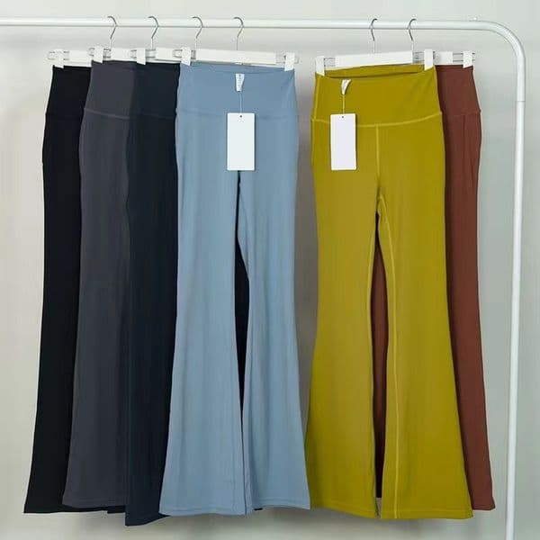 Women's Flared Pants Summer Ladies High Waist Slim Fit Belly Bell-bottom Trousers Shows Legs Long Yoga Fiess Net Red Fashion