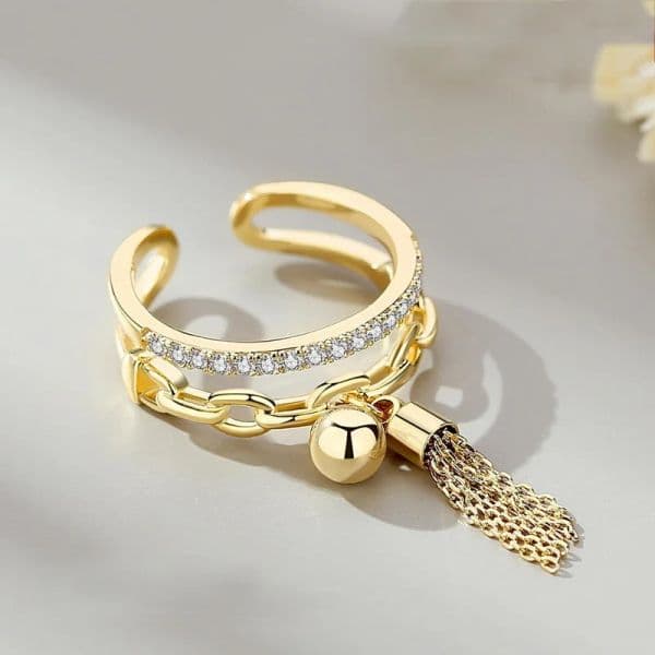 Trendy Hollow Jewelry Ball Shaped Pendant 2025 new Open Ring for Women Men Gold Color Belt Spider Adjustable Finger Party Wedding Gift