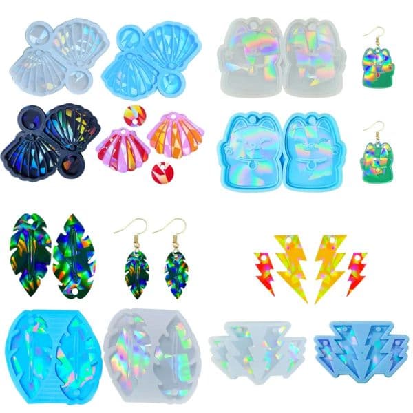 DIY Crystal Epoxy Resin Casting Molds Leaf Shell Irregular Shaped Earring Silicone Mould DIY Ear Drop Mold Handmade Crafting