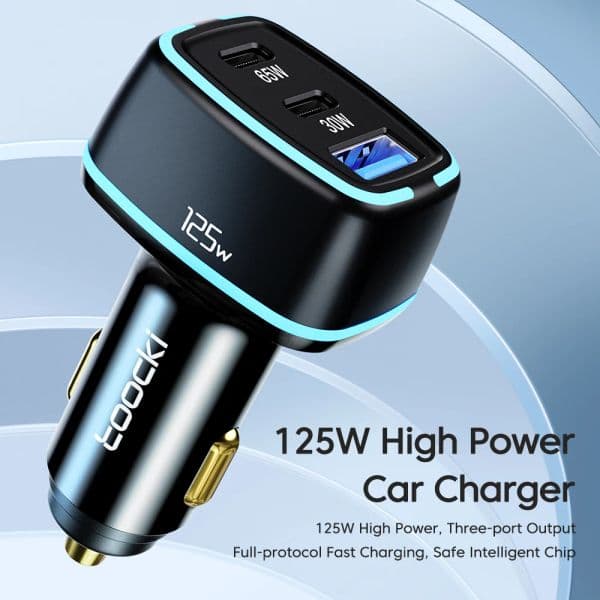 Toocki 125W new Car Charger QC3.0 Quick Charge PPS PD3.0 Fast USB Type C Car Phone Charger For iPhone 14 13 12 2025 Pro Max Laptop iPad