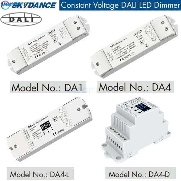 DA4-D(Din Rail) DA4 DA4-L 4CH DA1 1CH DT6 Single Color LED Strip CV DALI LED Dimmer PMW Dimming 12V-24V 5A/CH Numeric Display