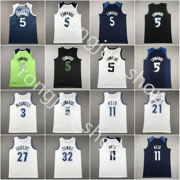 2024 Stitched Basketball Jersey Anthony 5 Edwards Rudy 27 Gobert Karl-Anthony 32 Towns Jaden McDaniels Naz 11 Reid Kevin 21 Garnett Jersey