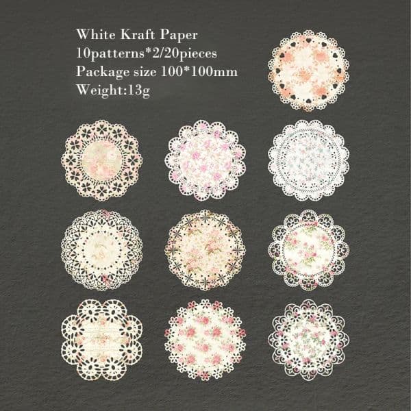 Journamm 20 pcs/lot INS lace material paper Decorative Scrapbooking Diary Album hand made Collage material Background paper