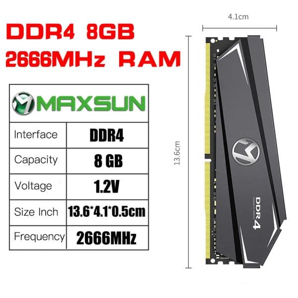 MAXSUN new RAM DDR4 4GB 8GB 16GB Memory 2666 2025 3200MHz 1.2V/1.35V Memoria Rams Dimm DDR4 Dual Channel Desktop Memory with Heat Sink