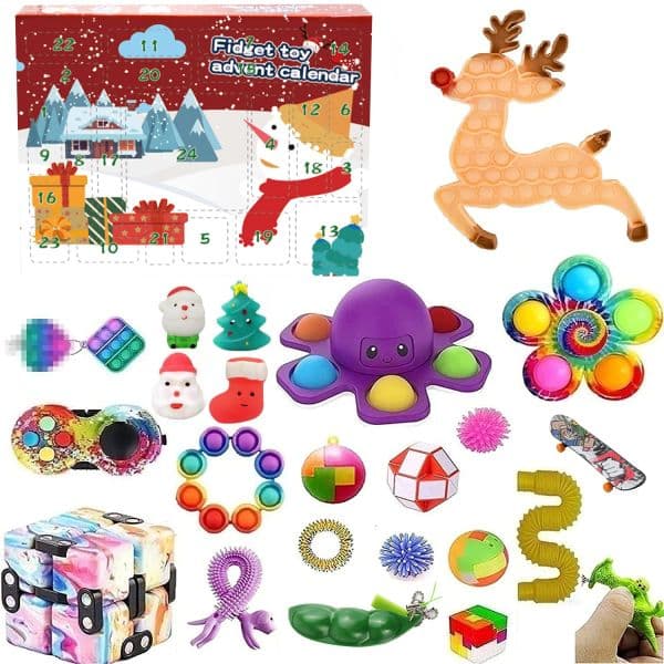 Christmas Advent Calendar Fidget Toys Deer Santa Claus 24 Days Countdown Christmas Gift Boxes For Children Sensory Toys 2024
