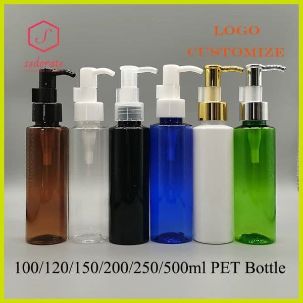 20pcs Empty Plastic Bottle 100ml 120ml 150ml PET Refillable Bottle Oil Pump Lid Clip Remover Bottle 200ml 250ml 500ml QY40801
