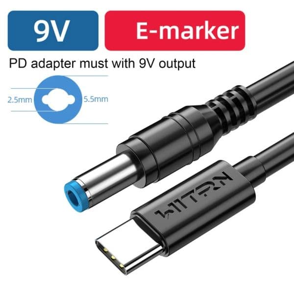 1.2m Length USB C/Type-C PD to 12V 5.5x2.5mm Power Cable Converter Cord for LED Light Laptop Type-C PD Trigger Cord