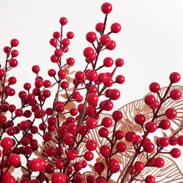 Artificial Red Berry Flowers Bouquet Fake Plant for Home Vase Decor Xmas Tree Ornaments New Year Party Christmas Decoration 5 07c5c