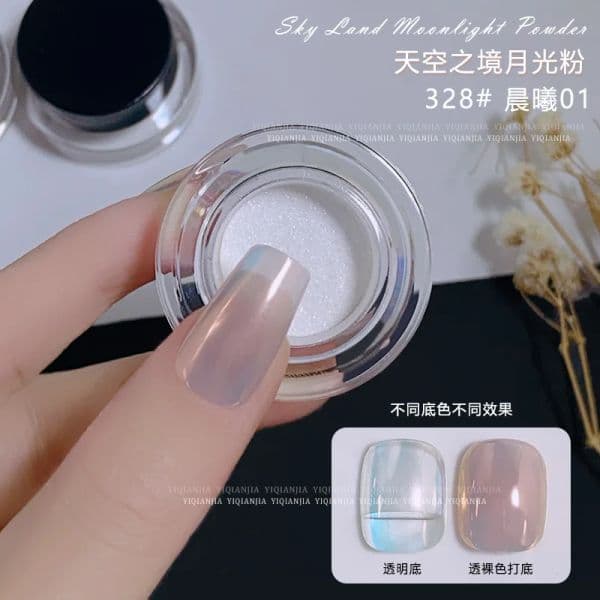 Christmas" Moonlight Mirror "Metallic Nail Powder 6-Colors Aurora Shiny Pearl Mirror Dust Silver Gel Polish Mirror Powder 0.2g
