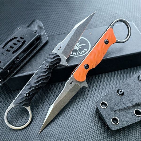 2024 Newest Toor Neck Knives Jank Shank Outlaw Fixed 3 440c Stonewashed Wharncliffe Blade G10 Handles with Ring Outdoor Tactical EDC Pocket Knife 15006