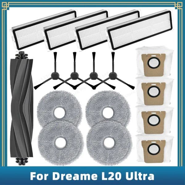 Compatible For Dreame Bot L20 Ultra Robot Vacuum Replacement Parts Accessories Main Side Brush Hepa Filter Mop Pad Dust Bag
