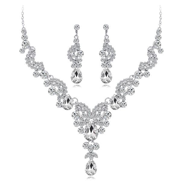 New hot selling bridal necklace earrings stylish high-end wedding party jewelry two-piece set