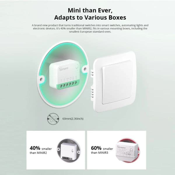 SONOFF MINIR4M Smart Switch Extreme Wi-Fi Smart Switches Universal Smart Home Matter Device Works With Alexa Google Assistant