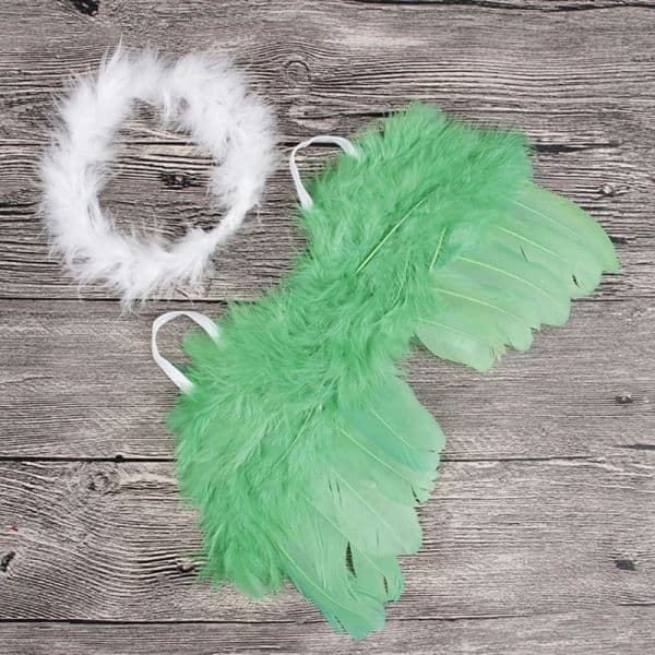 2 Pcs Baby Angel Feather Wing with Flower Headband Newborn Photography Props Baby Kids Souvenir Wings Photo Shooting Accessories