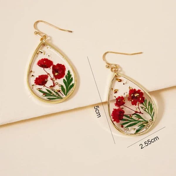Colorful Natural Flower Earrings Unique Pressed Flower Earrings Jewelry Accessories Natural Flower Epoxy Resin Earring Wholesale