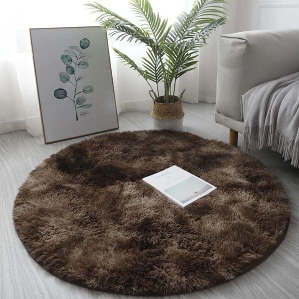 40/60/80cm Small Round Shaggy Rug Soft Anti-Skid Mat Living Room Bedroom Carpet Home Decor Winter Colorful Tie Dye Print Cover
