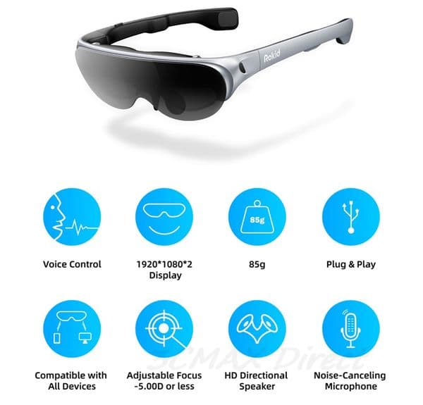2026 New Air Rokid Max 3D Ar Foldable Vr Smart Glasses 120Inch Screen 1080P Oled Dual Display 55Ppd Home Game Viewing outdoor Devic Free Shipping