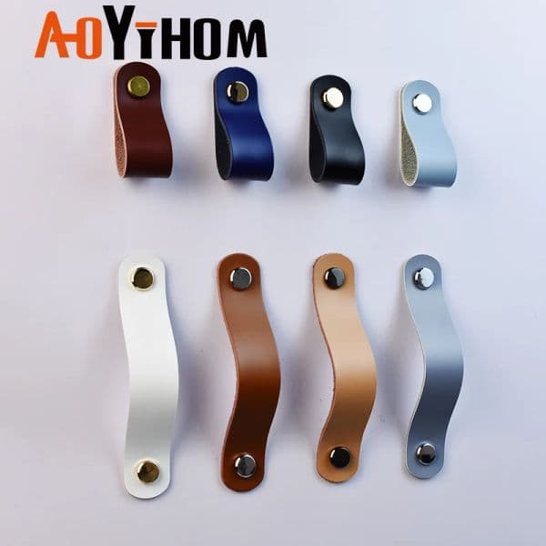 AOYIHOM Silver Leather Shoe Cupboards Cabinet Pulls Modern Simple Kitchen Furniture Handle Dressing Table Wardrobe Door Knob