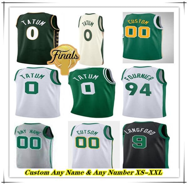 Printed Finals Basketball Jersey Jayson Tatum Jaylen Brown Kristaps Porzingis Derrick White Jrue Holiday Al Horford Pritchard Garnett Pierce Bird Russell Men Kids