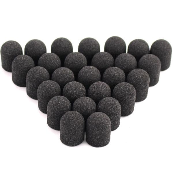50pcs 13*19mm Blue Pink Sanding Caps Electric Milling Cutter Rotary Nail Drill Bit Rubber for Manicure Pedicure Drill Accessory
