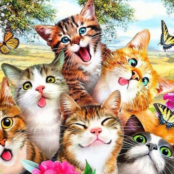 2026 New Puzzles 70*100Cm 2000Pcs Advanced Paper Jigs Puzzle The Cat Family Animal Painting Stress Reducing Blazing With Color Christmas Gift Toys