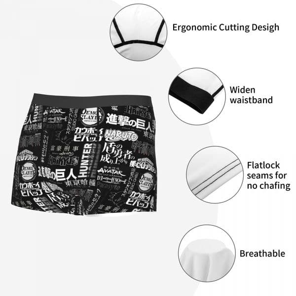 Pop Animes Manga Logo Collage Men Underwear Boxer Shorts Panties Novelty Soft Underpants for Homme S-XXL