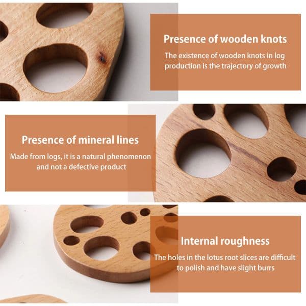 4Pcs Coasters Cute Decorative Lotus Root Cup Pad Eco-friendly Beech Coaster Reusable Hollow Cup Mats for Tableware Bowl Plate