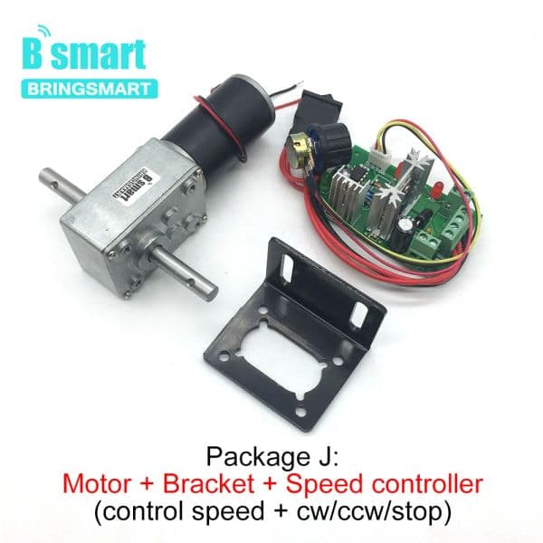 12V Worm Gear Motor DC 24V 5-300RPM Mounting Hole On The Shaft Adjustable Speed Reversible Self Lock For Automatic Drying Rack