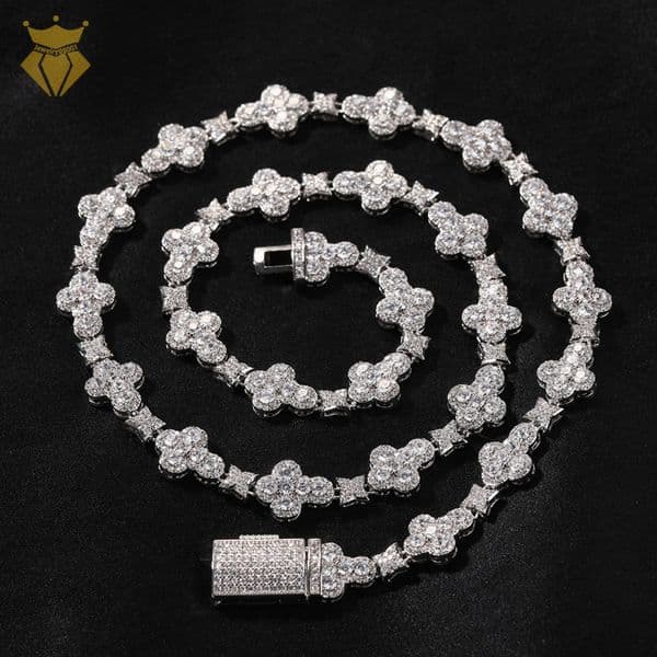 moissanite chain necklace Tennis Necklace Moissanite Diamond Sterling Sier 10mm Cross Star Men and women Cuban Link Chain