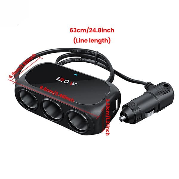 3 Socket Cigarette Lighter Splitter Car Charger Adapter Dual USB LED Car Fast Charger For iPhone iPad GPS Dashcam