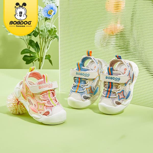 BOBDOGHouse Girl's Trendy Close Toe Breathable Sandals, Comfy Non Slip Durable Beach Water Shoes for Kid's Outdoor Activities BJ32256
