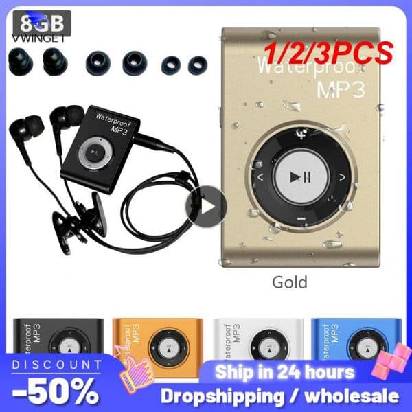 1/2/3PCS Waterproof Swimming MP3 Player Stereo Music MP3 Walkman w/FM Radio Clip