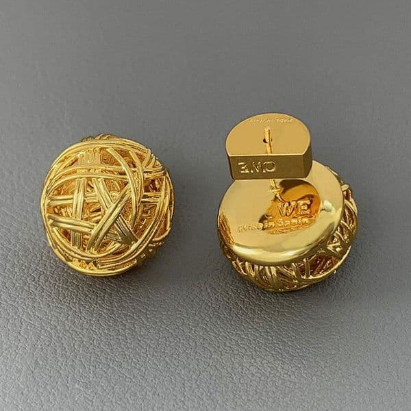 Fashion Designer Gold Silver Hollow Braided Stud Earrings Female Temperament Niche Design Exaggerated Earrings Jewelry
