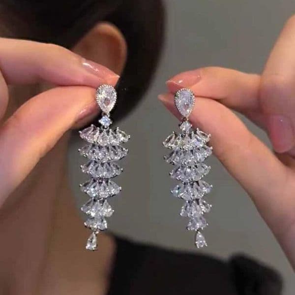 Stunning Drop Ship Wedding Jewelry Set Multi Style Sterling Silver White A Cubic Zircon Dangle Earrings Party Women CLavicle Necklace For Lover Gift