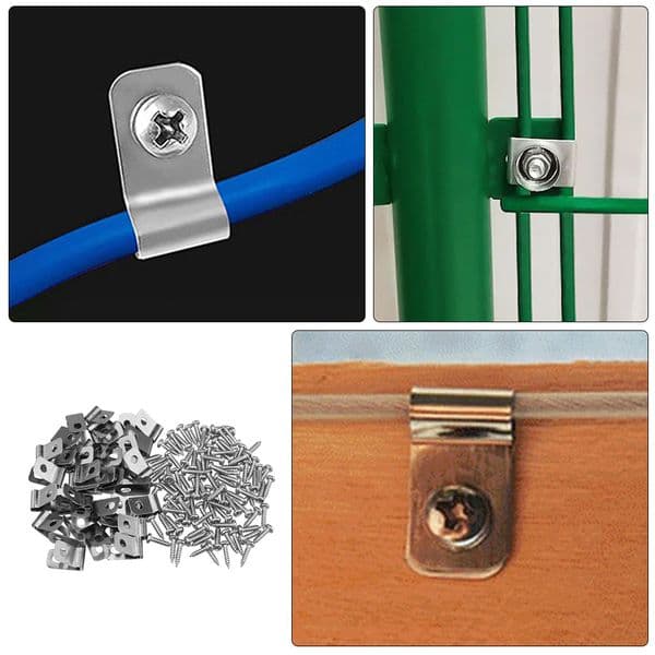 100 Sets Fence Clip Clips Parts Wood Barbed Wire Metal Aluminum for Garden Heavy Duty
