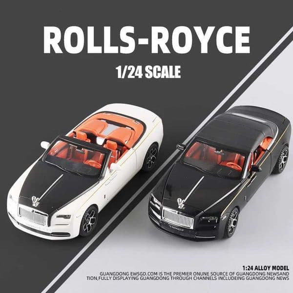 Diecast Model Cars 1/24 Scale Rolls Royce Down Alloy Model Car Luxury Vehicle Simulation Sound Light Diecast Toy Car Collection Toys For Children