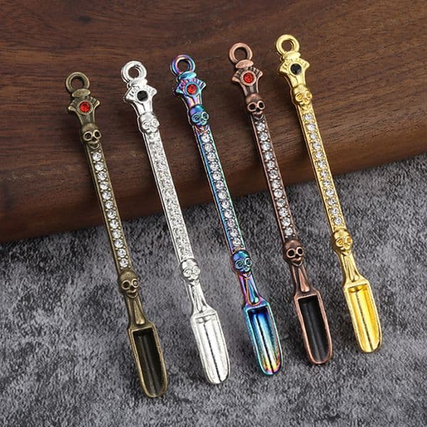 Portable Skull Mini Shovel Spoon Stainless Steel Smoke Nail Spoon Metal Snuff Bottle Regulating Tobacco Shovels Powder Scoop Smoking Accessories