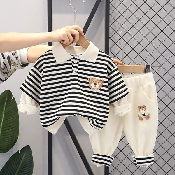 Kids Clothes Boys Sets Clothing Baby Boy Clothes 6 to 9 Months Cartoon Striped Long Sleeve T-shirts Pants Childrens Tracksuits 240529