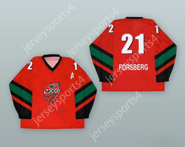 Custom PETER FORSBERG 21 MODO HOCKEY RED HOCKEY JERSEY Top Stitched S-M-L-XL-XXL-3XL-4XL-5XL-6XL