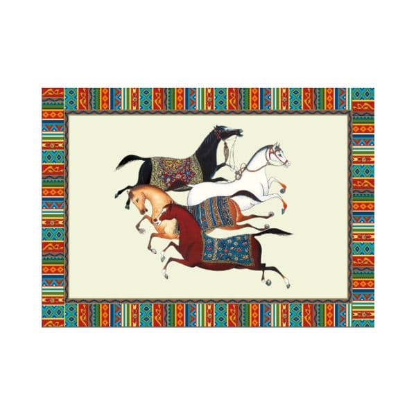Luxury Designer Decor Luxury Fashion Printed Western Food room Waterproof Anti-Scald Table Mat Horse Series Placemat Decoration For Home 2