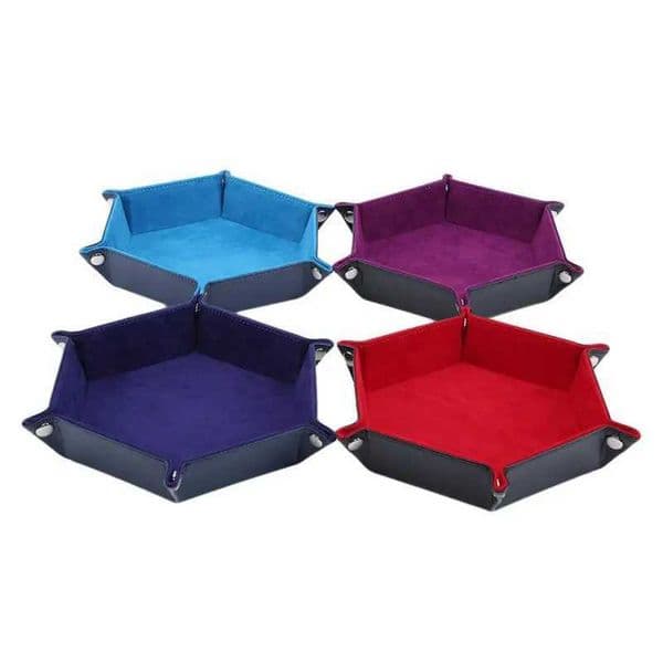 Dice Games Rolling Folding Hexagon Dice Game Storage Tray Holder Double Sided Thick PU Leather Velvet Dice Mat Office Supplies S2453109
