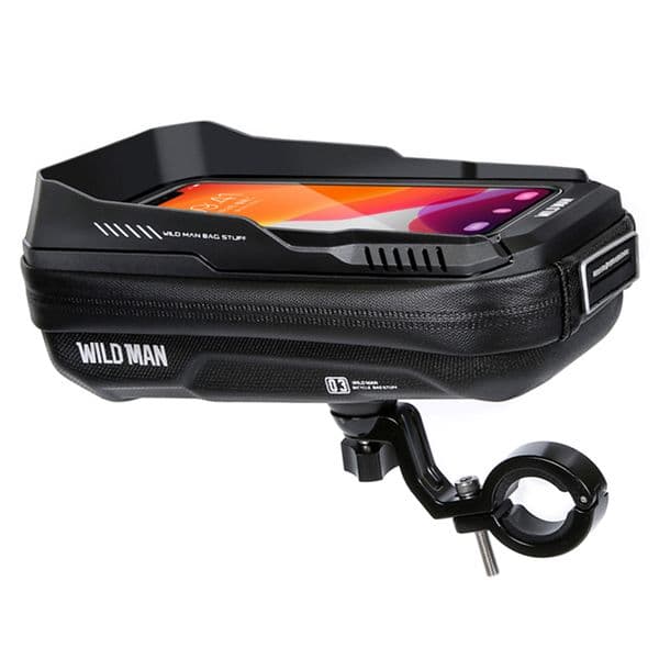 WILD MAN Mobile Phone Holder Bag 0.6L Handlebar Phone Holder Bag Touch Screen Waterproof Quick Release for MTB Bike Motorcycle
