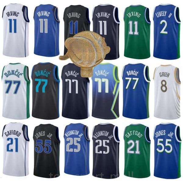Printed Basketball Kyrie Irving Jerseys 11 Luka Doncic 77 25 PJ 21 Daniel Gafford 55 Derrick Jones Jr 2 Dereck Lively II 8 Josh Green Hardaway Men Women Youth Kids City