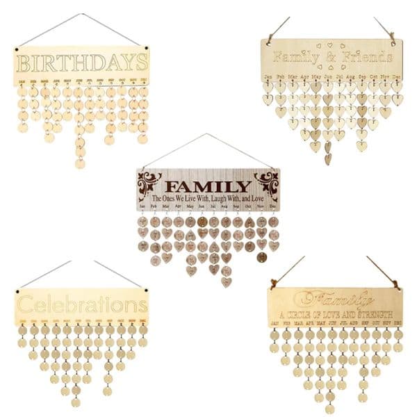 Eid DIY Decor Wooden Calendar Pendant Family Wedding Birthday Special Days Countdown Reminder Board For Christmas Gifts