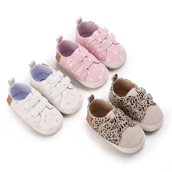 Baby Shoes Little Girls Heart Print Casual Soft Sole Non-slip Littlesprouts Infant Kids Walking First Walkers 0-18 Months